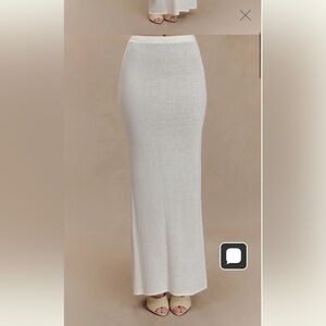 Meshki Cream Knit Maxi Skirt